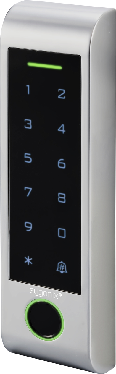 Sygonix SY-6121662 Fingerprint RFID Zugangssystem IP66 Oberflächenmontage Touchscreen 12-18V DC