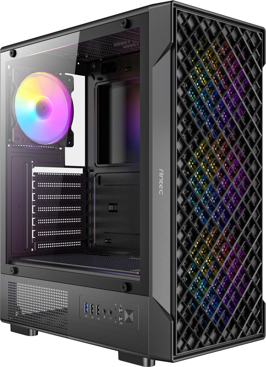 ANTEC VX-320 ARGB ATX, Micro-ATX, ITX Mid Tower Gaming PC Gehäuse, schwarz (0-761345-10234-6)