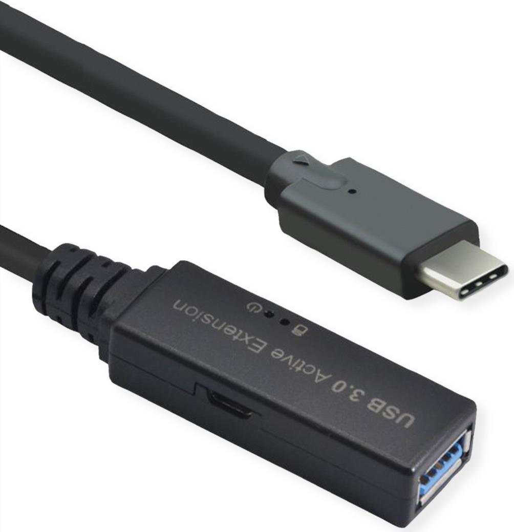 ROLINE Ultralanges USB3.2 Gen1 Verlängerungskabel C-A ST/BU 10m (12.04.1066)
