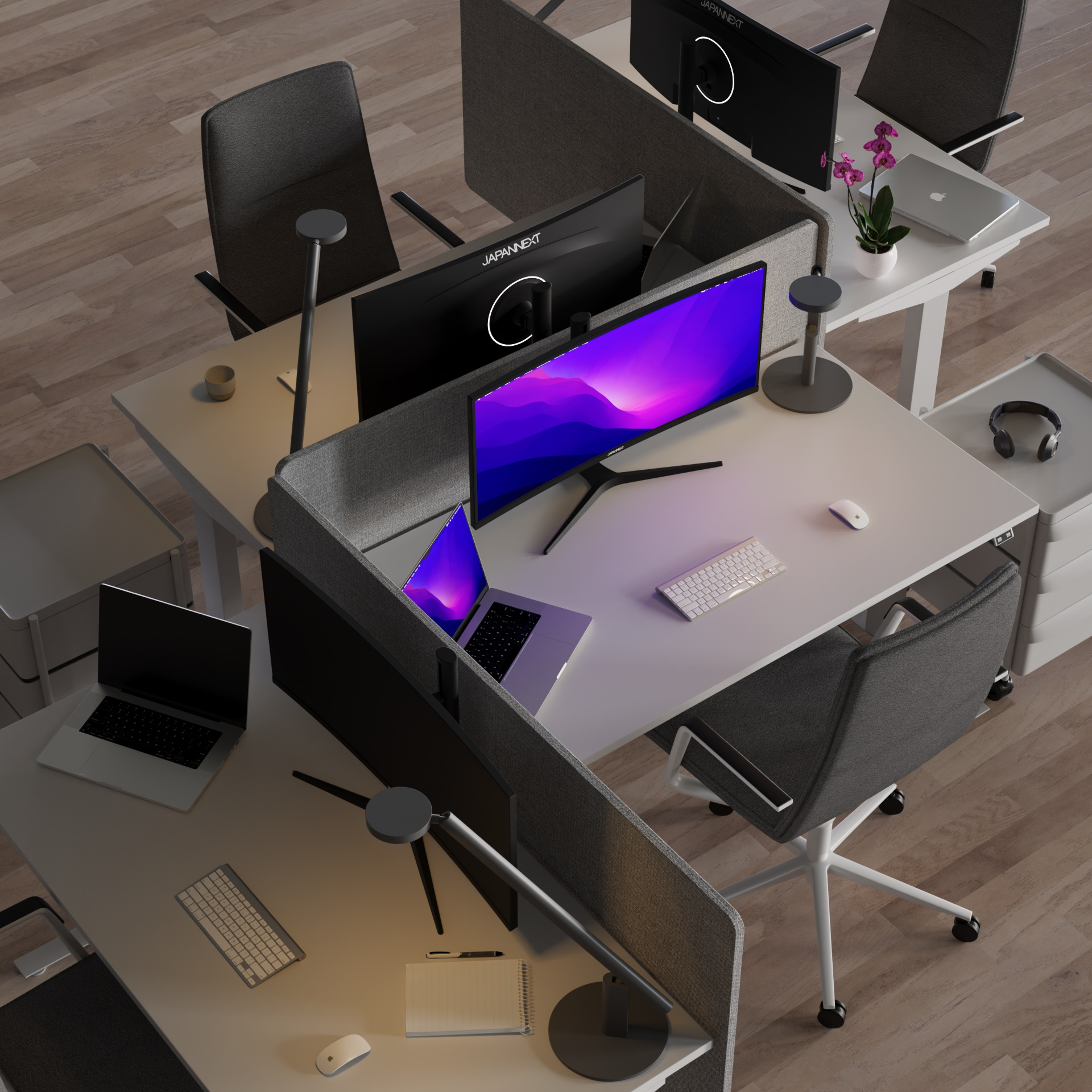 JAPANNEXT JN-IPS340UWQHD60C-C65W-HS 34" Curved UWQHD IPS Monitor USB-C 65W Schwarz/Silber