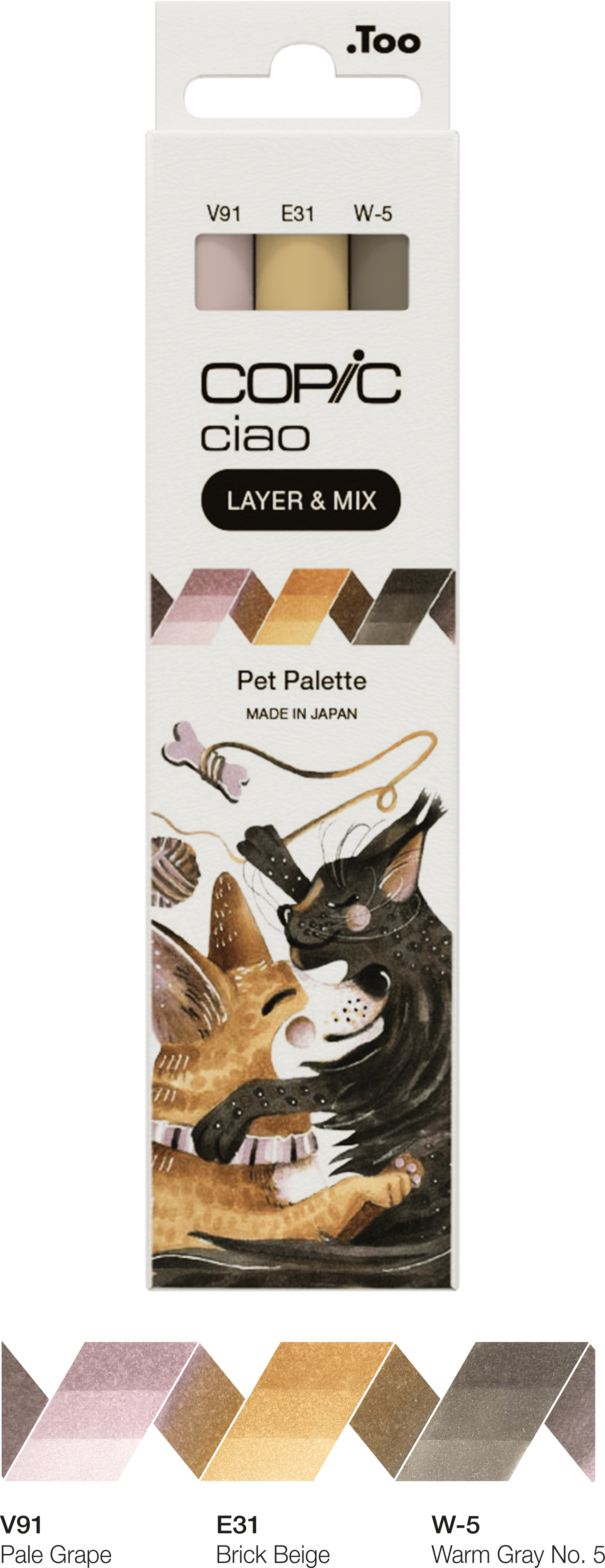 COPIC Ciao Pet Palette Layoutmarker-Set 6 mm Beige, Braun, Blasspink