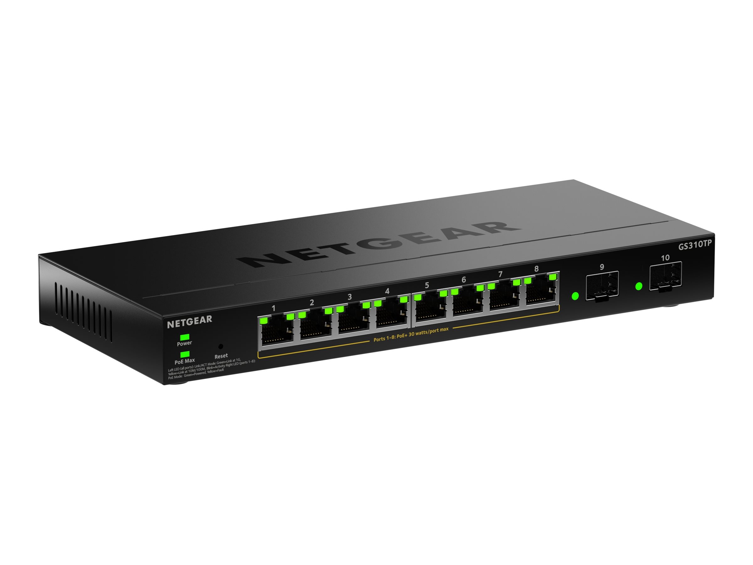 NETGEAR GS310TPv2 Managed Switch 8 x 10/100/1000 (PoE+) + 2 x SFP Schwarz