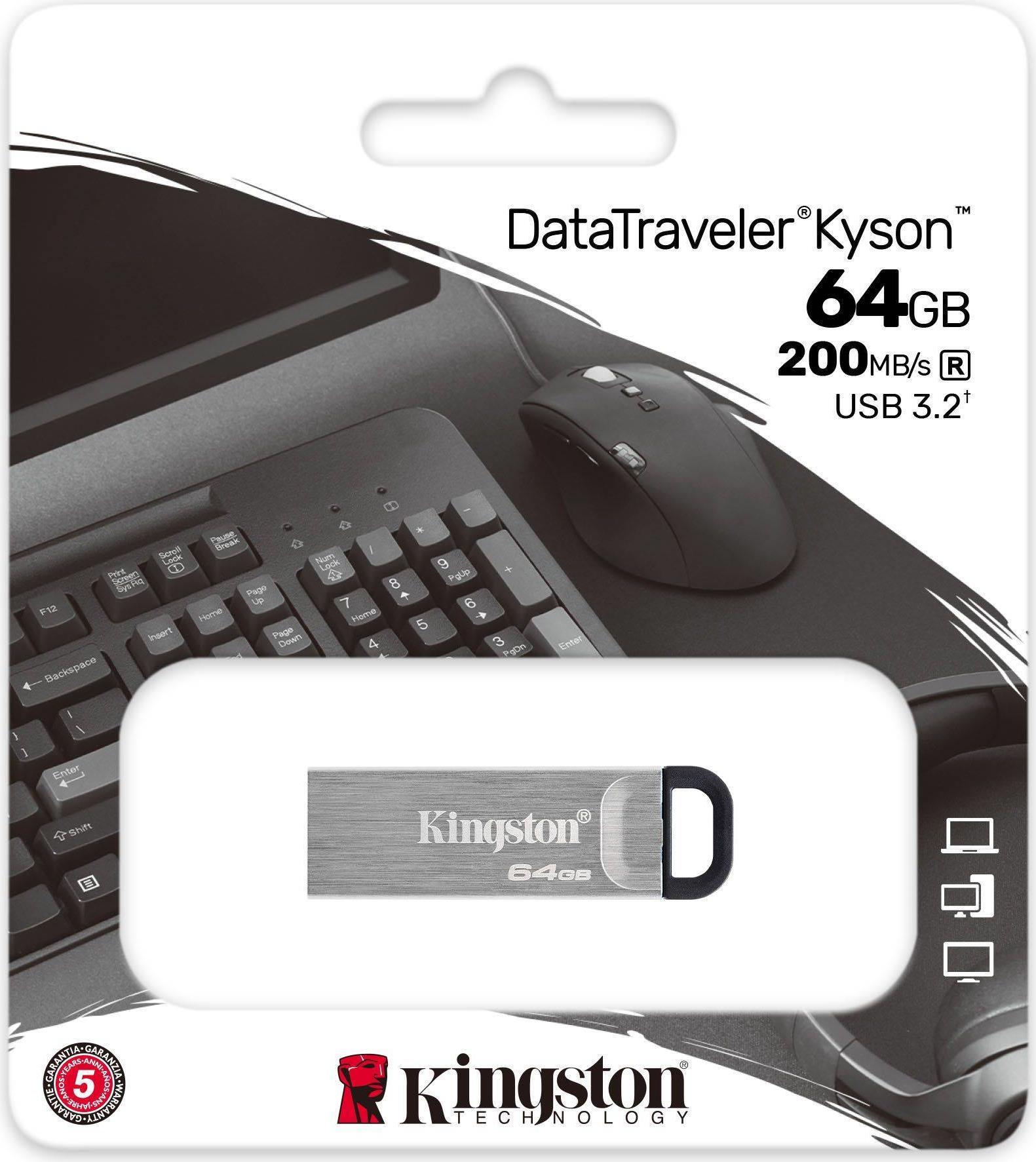 Kingston DataTraveler Kyson USB-Stick 64 GB USB 3.2 Gen 1 Silber