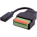 EXSYS GmbH Kabel-Adapter USB-C Buchse zu 10-pin Terminal Block mit Drucktaster, USB 3.2, 15 cm (EX-49124)