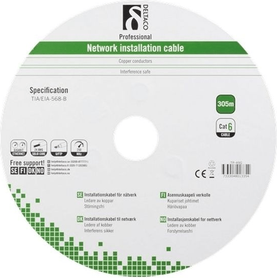 DSIT Alfaco Cat6 F/UTP-Kabel auf Rolle starrleiter 305 m grau LSZH – (Eca) (SI-TP-49G)