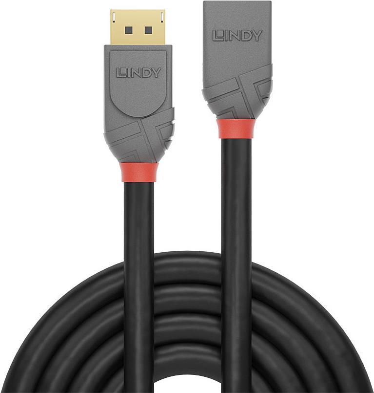 Lindy Anthra Line DisplayPort Verlängerungskabel DisplayPort (M) bis DisplayPort (W) DisplayPort 1,4 50cm rund, unterstützt 8K 60 Hz (7680 x 4320) Schwarz (36498)  - Onlineshop JACOB Elektronik