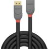 Lindy Anthra Line - DisplayPort-Verlängerungskabel - DisplayPort (M) bis DisplayPort (W) - DisplayPort 1,4 - 50cm - rund, unterstützt 8K 60 Hz (7680 x 4320) - Schwarz (36498)