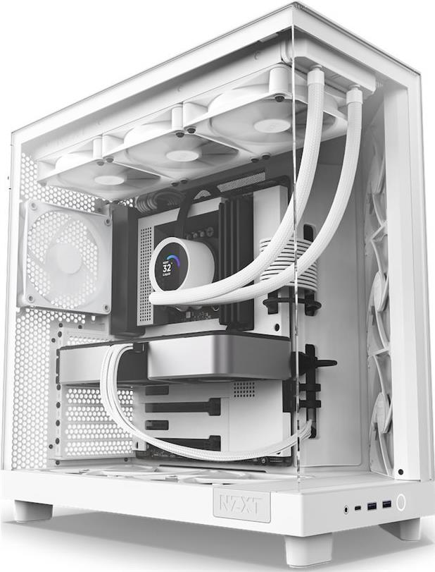 NZXT H6 Flow Midi-Tower PC-Gehäuse weiß ATX/microATX/Mini-ITX Stahl Glas (CC-H61FW-01)