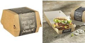 PAPSTAR Burgerbox "pure", Maße: 90 x 90 x 70 mm, klein aus FSC-zertifiziertem Frischfaserkarton, fettdicht, - 1 Stück (86634)