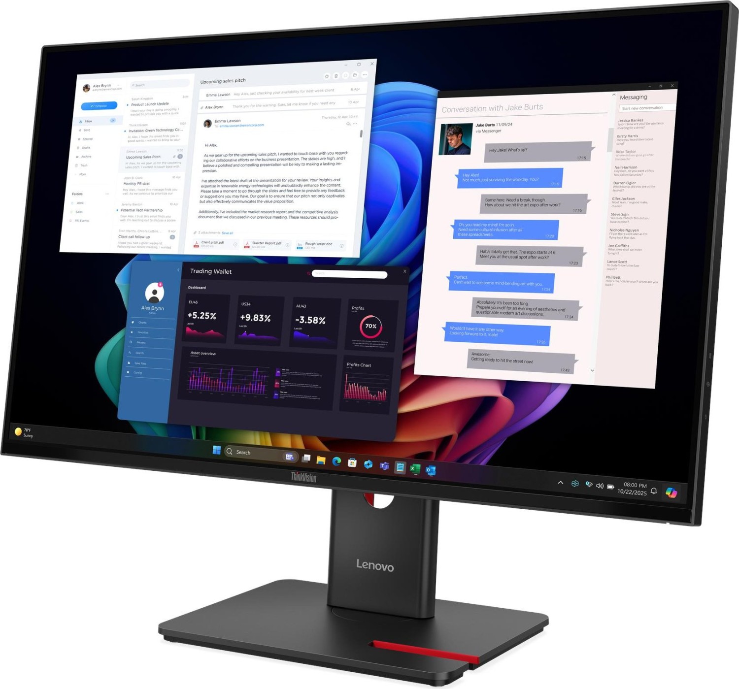 LENOVO ThinkVision T27UD-40 68,58cm 27Zoll 3840x2160 IPS USB-C docking 96W Epeat Gold [Energieklasse E] (64AFGAT2EU)