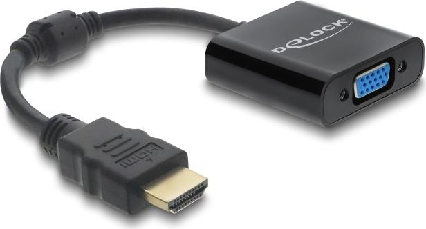 Delock Adapter HDMI Stecker zu VGA Buchse schwarz (61077)