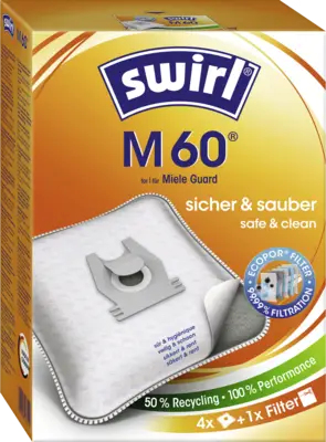 Melitta EcoPor M 60 Staubbeutel, 12 Tüten (3 Packungen à 4 Tüten), Weiß