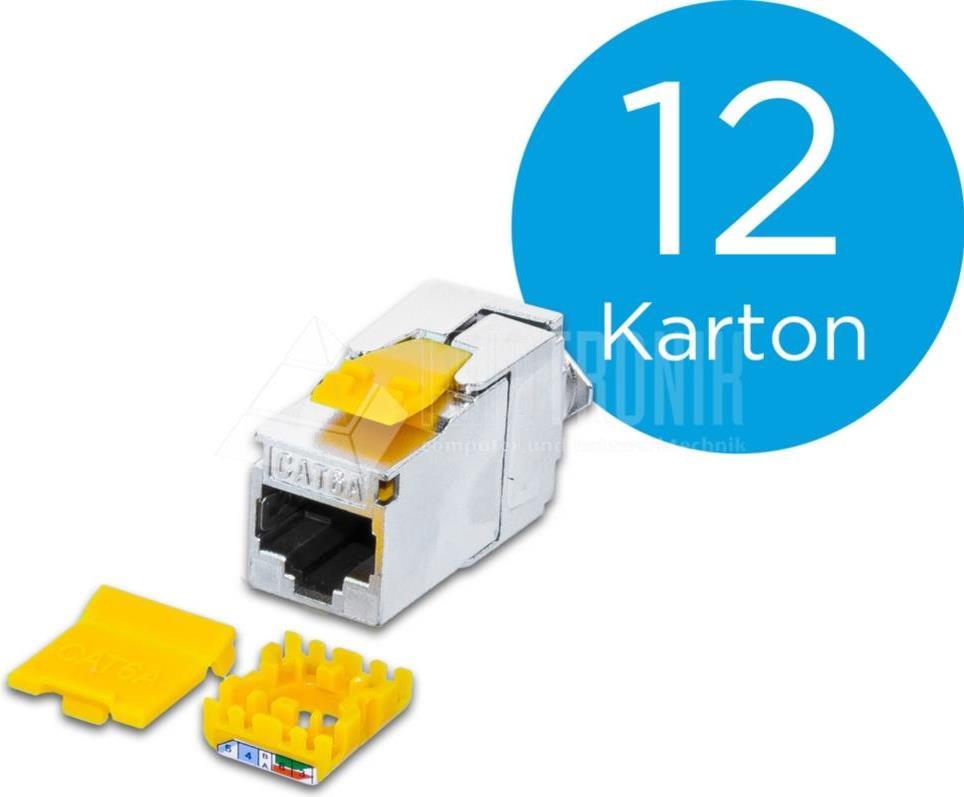 Wirewin KAT6A 10 Gigabit Ethernet SLIM Keystone Modul, 12 Stück Karton Keystone System (WKS JACK KAT6A SLIM 12)