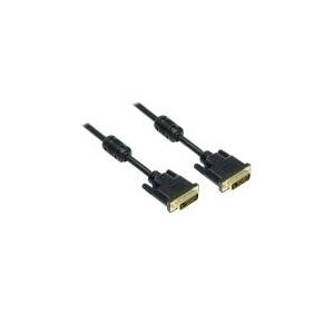 Anschlusskabel DVI-D 24+1 Stecker an Stecker, vergoldete Kontakte, mit Ferritkern, schwarz, 3m, Good Connections® (4310-DG3)