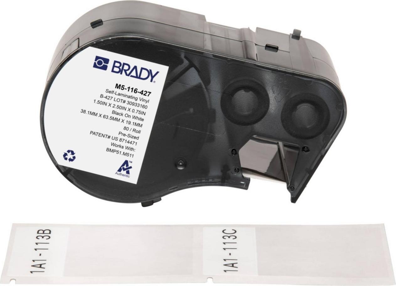 Brady Corporation M5-116-427 selbstlaminierendes Vinyl Schwarz auf weiss/Transparent 38.10 x 19 (170865)
