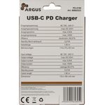 Argus PD-2100 USB Typ-C PD Ladegerät 100W PD-Charging können mit 5/9/12/15/20V max. 100W geladen werden, Kabellänge 1.8m, Abmessungen: 110 x 75 x 35 mm (88882223)