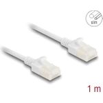 Delock RJ45 Netzwerkkabel Cat.6A Stecker zu Stecker mit robuster Rastnase Industrietauglich U/UTP Slim 1 m weiß (80359)
