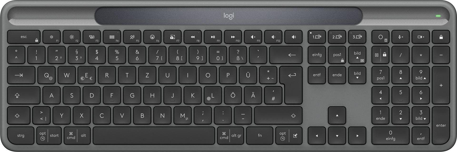 Logitech Signature Slim Solar+ K980 for Business Kabellose Tastatur QWERTZ Deutsch Graphite