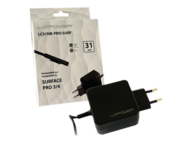 LC Power LC31NB-PRO-SURF Notebook-Netzteil 31 W für Microsoft Surface Pro 3, Pro 4 Schwarz