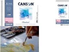 CANSON Aquarellblock "Montval", 160 x 284 mm, 300 g/qm 12 Blatt, satinierte Oberfläche, Spiralbindung, - 1 Stück (C518413002)