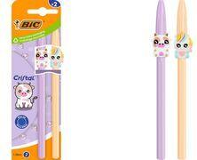 BIC Kugelschreiber Cristal Pastel Figurines, lila & rot Strichstärke: 0,32 mm, sechseckig, Schaft und Kappen in - 1 Stück (303746)