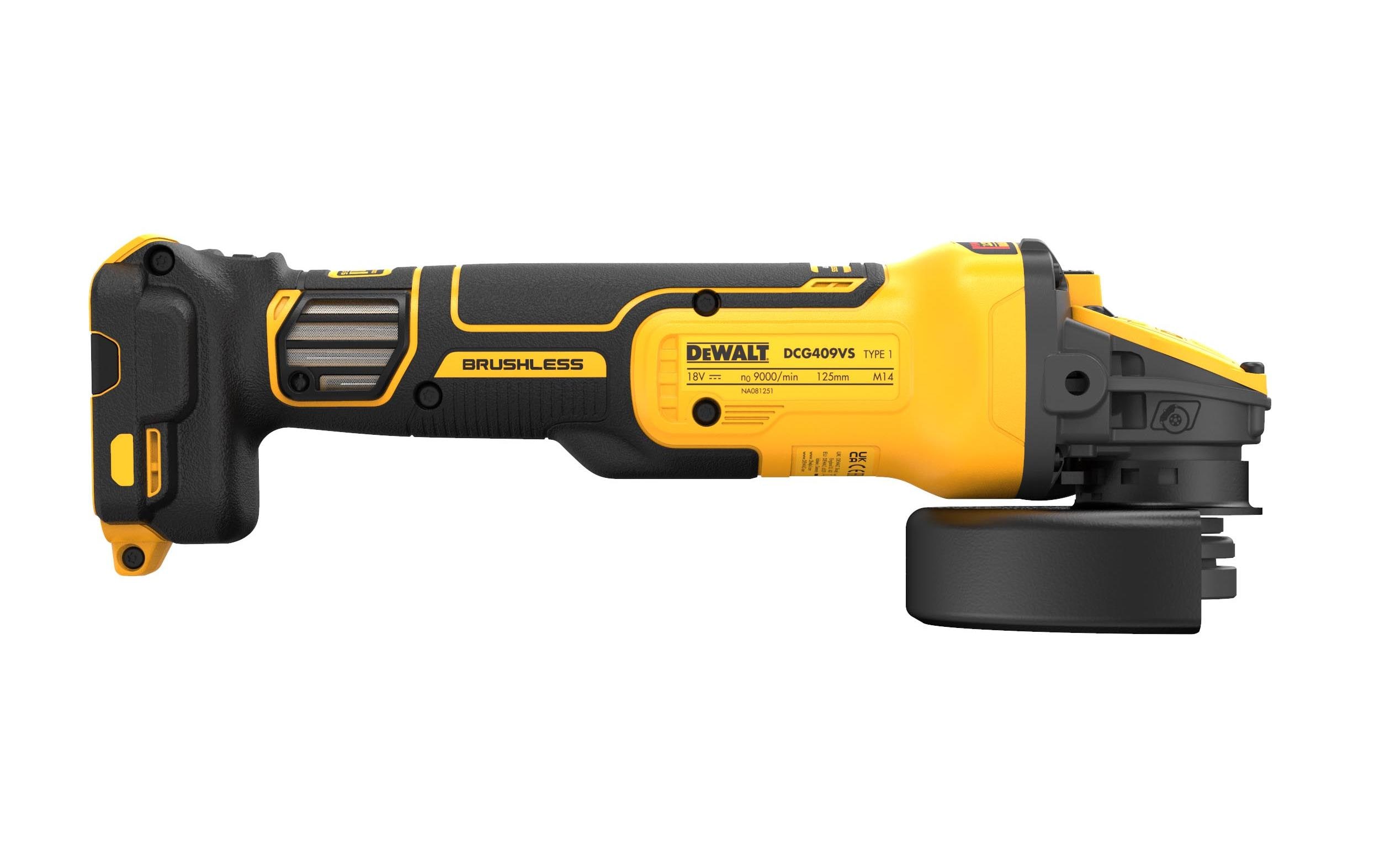 DeWalt DCG409VSNT-XJ Akku-Winkelschleifer 18 V 125 mm Solo Schwarz, Gelb