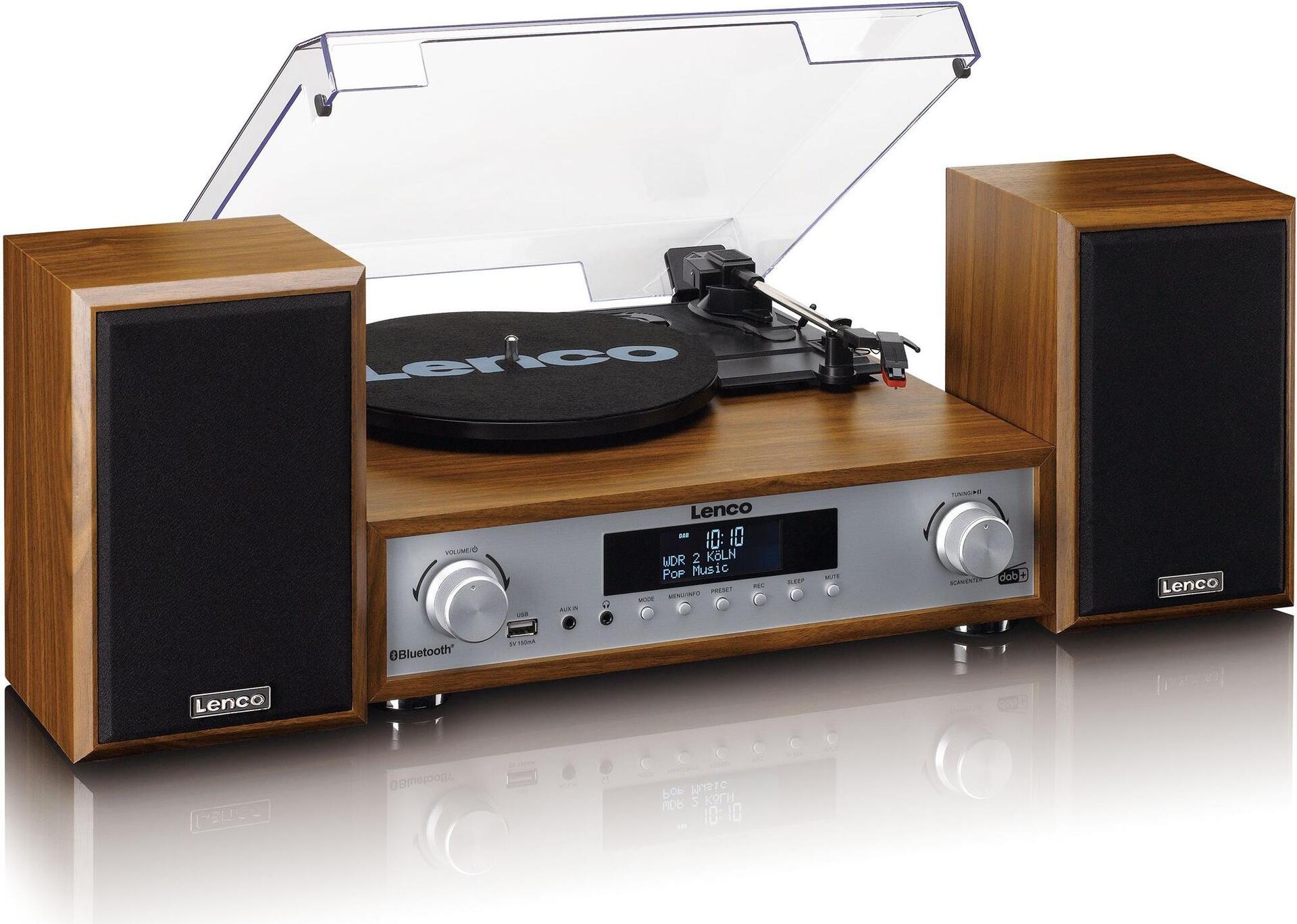 Lenco MC-160 Audiosystem mit Plattenspieler Holz