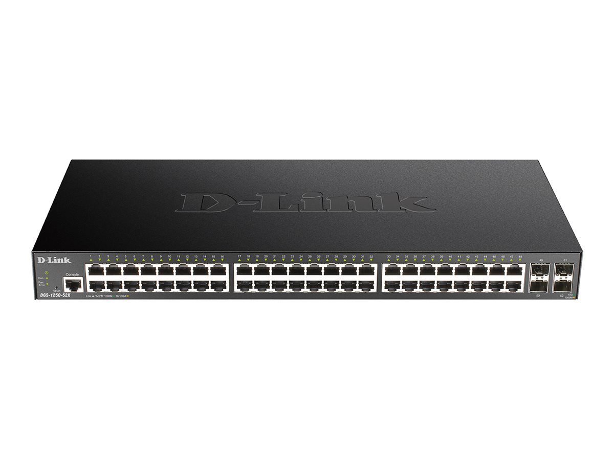 D-Link DGS-1250-52X 52-Port Smart Managed Gigabit Switch 4x 10G SFP+ Schwarz