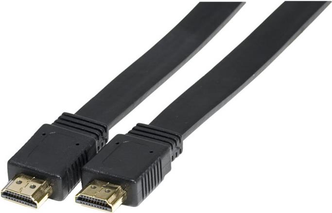 High Speed HDMI Flachkabel, vergoldet, HDMI St. A / St. A, schwarz, 2,0 m flaches HDMI Kabel zur diskreten Verlegung hinter Fußleisten o.ä. (128240)