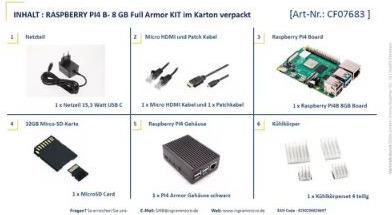 RASPBERRY PI 4B ARMOR 8GB KIT PI4 8GB ARMOR GEH PSU 32GB MSD (SI-CLOSEDARMOR8GB)