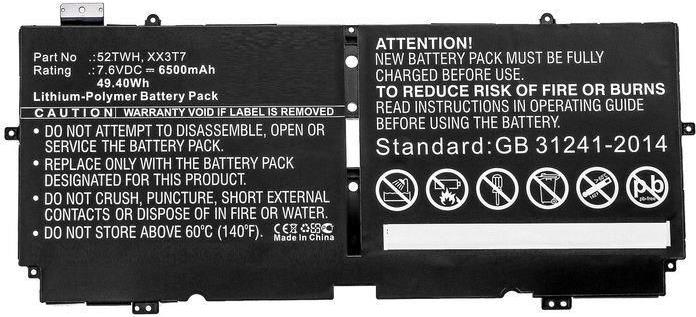 CoreParts Laptop Battery 49.40Wh Li-Pol 7.6V 6500mAh Black (XX3T7-CP)