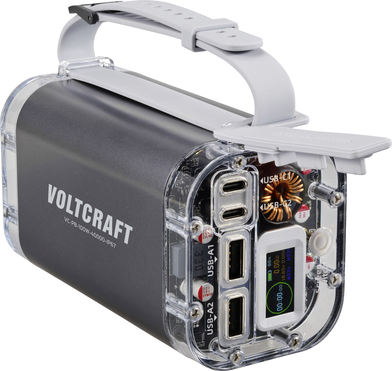 VOLTCRAFT VC-PB-100W-40000-IP67 Powerbank 40000 mAh USB PD LiPo USB-C®, USB-A (Host) Aluminium-Grau LED Taschenlampe, Outdoor, Statusanzeige (VC-15071055)