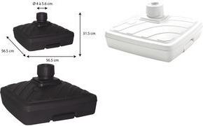 EDA Sonnenschirmständer, Kunststoff, eckig, (B)565 mm, weiß zum Befüllen mit Wasser oder Sand, UV-beständig - 1 Stück (010607 BL)