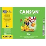 CANSON Zeichenpapier Kids, DIN A4, 90 g/qm weißes Papier, für Blei- und Farbstift, leicht gekörnt - 1 Stück (C629012000)