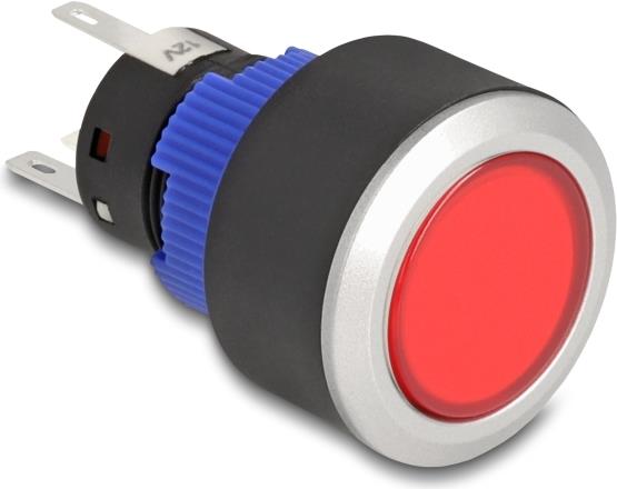 Delock Drucktaster vorstehend zum Einbau 22 mm 5 x Lötanschluss Taster flach Plastik LED (22047)