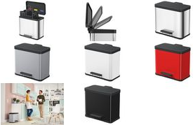 Hailo Tret-Abfalltrenner Öko trio plus L, 3x9 L, schwarz aus Stahlblech und Kunststoff, Soft-Close-Mechanismus, - 1 Stück (0633-260)