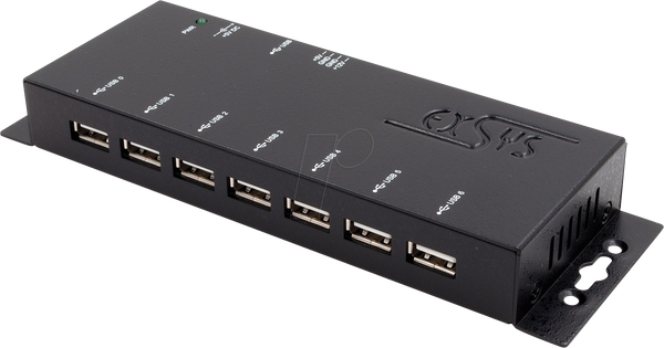 EXSYS GmbH 7-Port USB 2.0 HUB (Metallgehäuse), inkl. Netzteil 5V/4A (EX-1177-2)