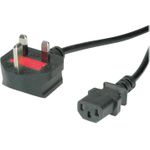 VALUE Stromkabel BS 1363 (M) gewinkelt bis IEC 60320 C13 gerade (19.99.2018)