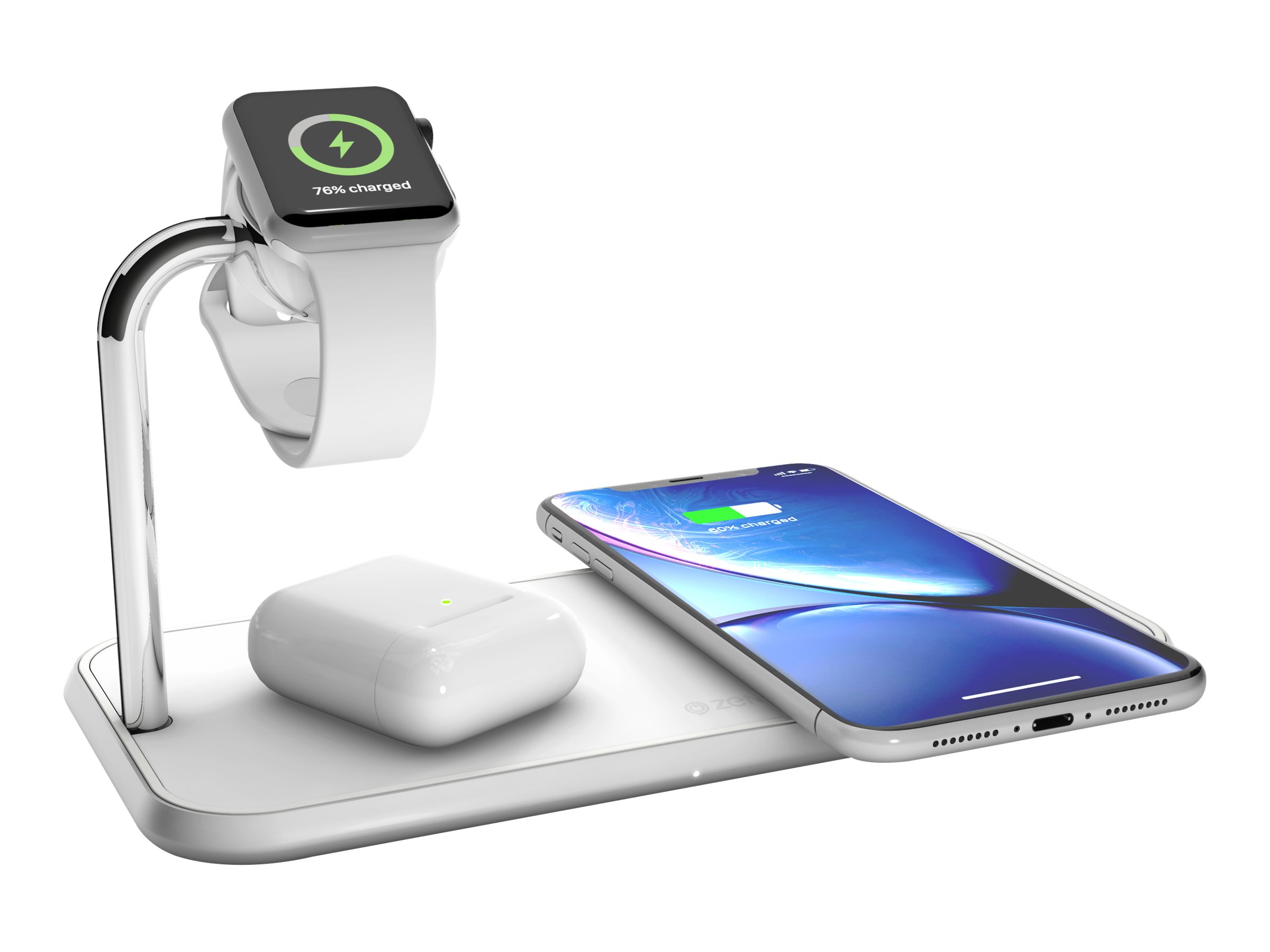 ZENS Dual+Watch Aluminium Wireless Charger 20 W Weiß