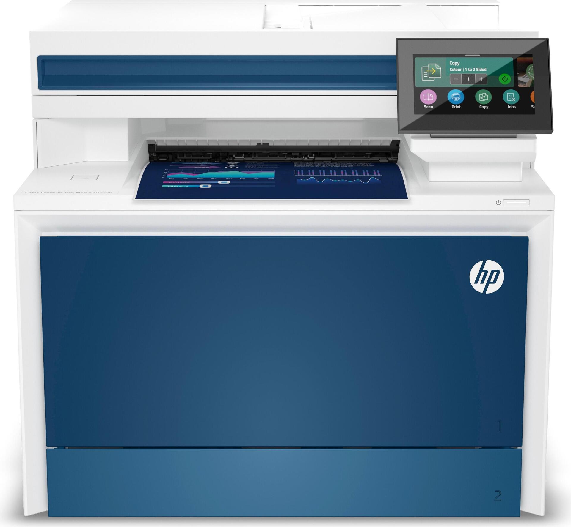HP Color LaserJet Pro MFP 4302fdn Multifunktionsdrucker Laser 600 x 600 dpi 33 Seiten/Min. Blau, Weiß