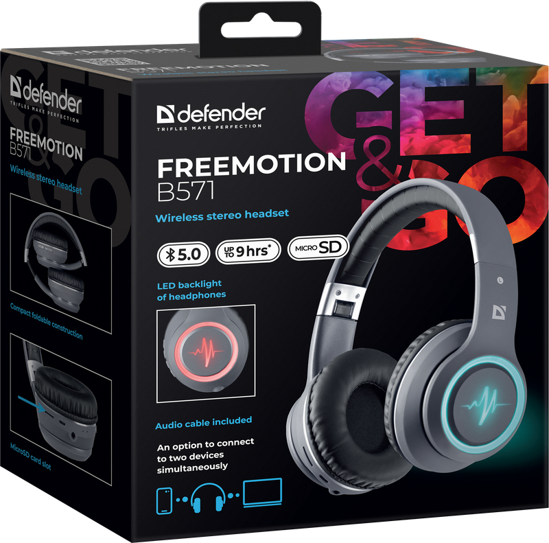 Defender FREEMOTION B571 LED Bluetooth In-Ear-Kopfhörer Grau