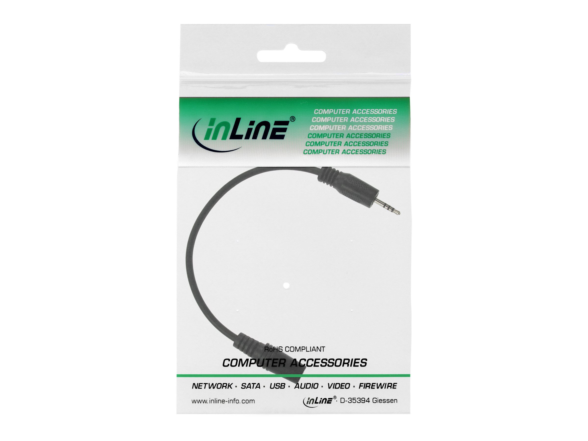 InLine Klinken-Adapterkabel 2,5 mm Stecker auf 3,5 mm Buchse (4-polig), 1 m, Schwarz