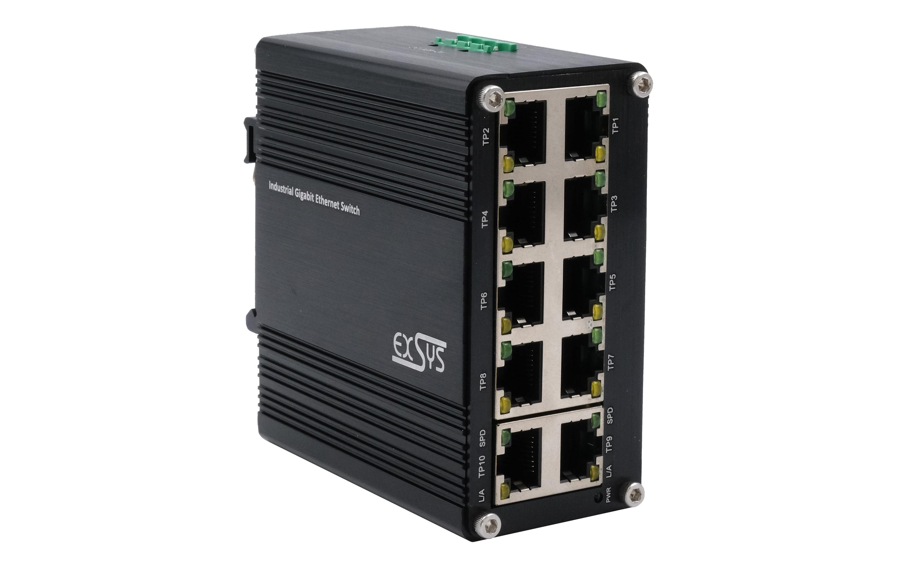 Exsys EX-62025 10-Port Industrial Gigabit Ethernet Switch