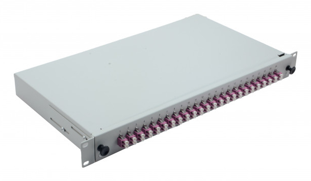 Helos LWL 19" Spleißbox 24 x LC Duplex OM4 spleißfertig Grau
