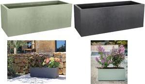 poétic Pflanztrog BASALT UP, Länge: 795 mm, anthrazit Pflanzgefäß aus Kunststoff, in Beton-Optik, für Innen-/ - 1 Stück (013763 G.ANT SX)