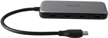 Deltaco USBC-HUB204 Schnittstellen-Hub USB Typ-C 5000 Mbit/s Grau (USBC-HUB204)