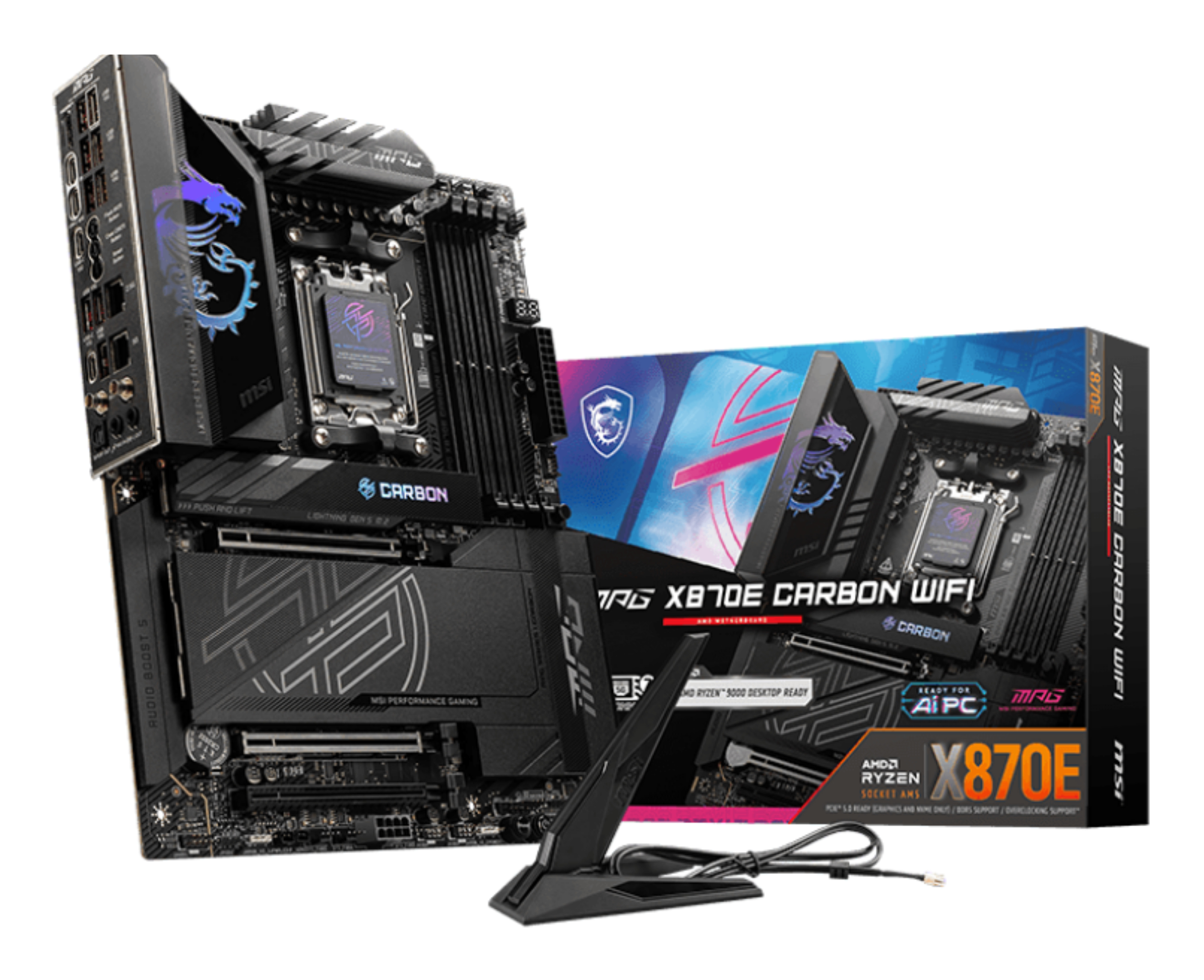MSI MPG X870E Carbon WiFi Mainboard AMD X870E AM5 ATX DDR5 Schwarz