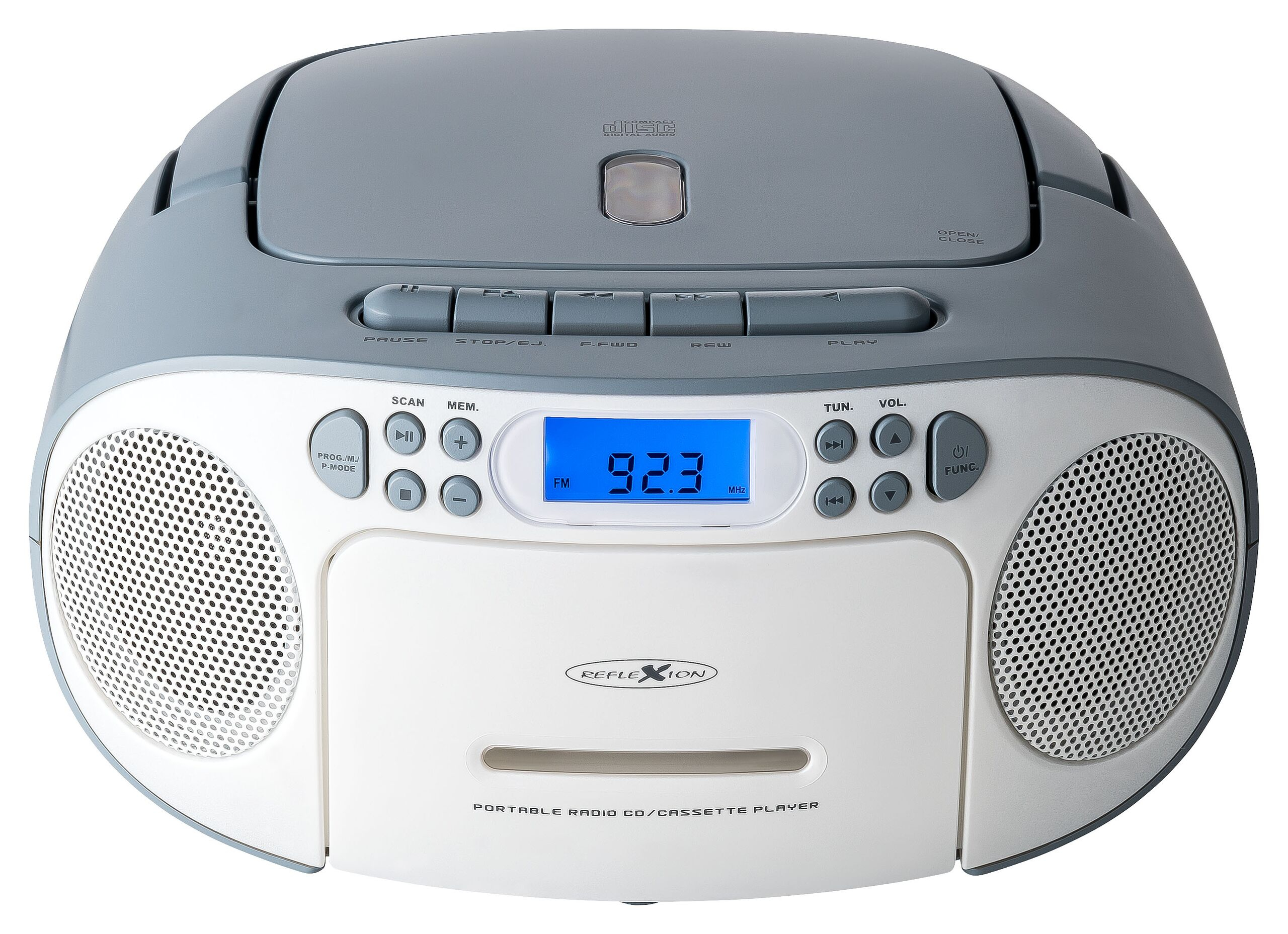 Reflexion RCR2260 Tragbarer CD-Player mit FM-Radio PLL 20 W Weiss Blau