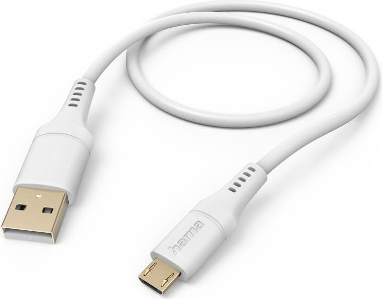 Hama Flexible USB Kabel 1,5 m USB 2.0 USB A Micro-USB B Weiß (00201565)