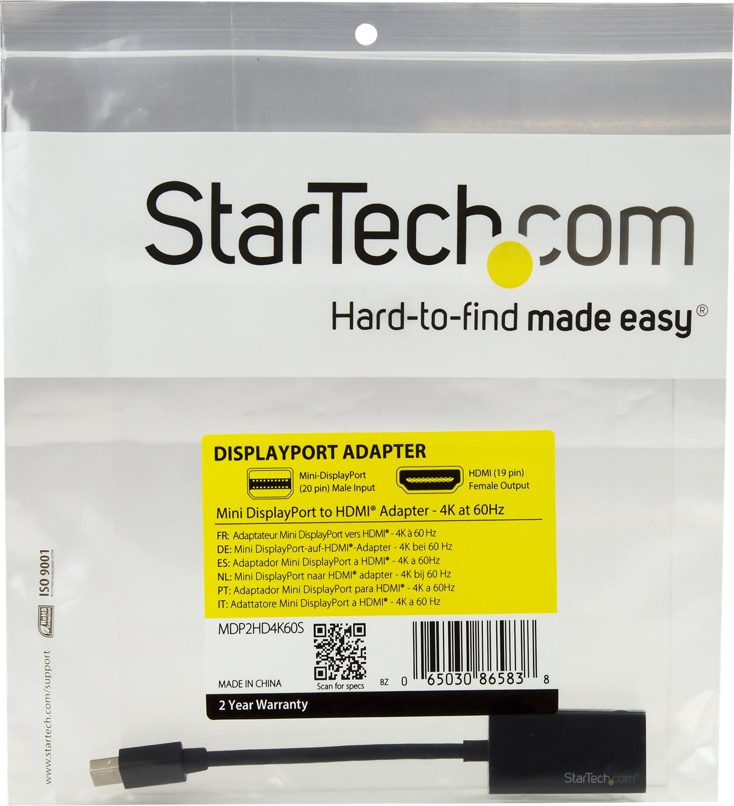 StarTech Mini DisplayPort auf HDMI Adapter 4K 60Hz Schwarz